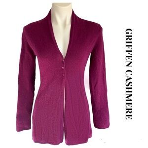 Griffen 100% Cashmere Long Line Cardigan Burgundy